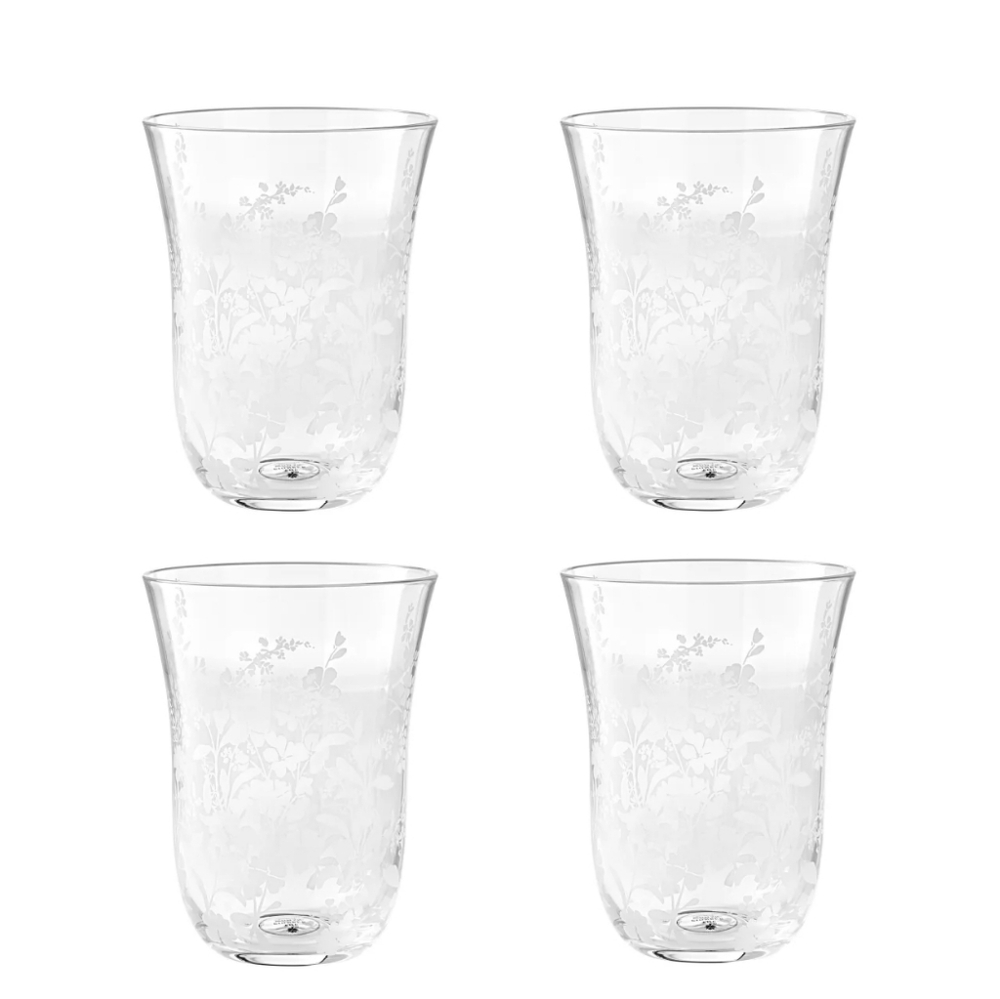 💜 4 Pack Pioneer Woman Daisy Clear 18oz Glass Tumbler Drinkware Set
